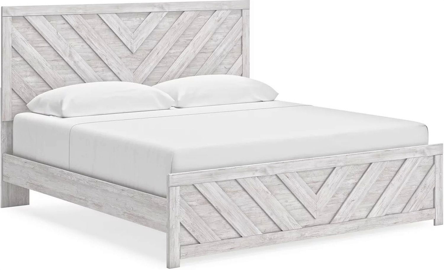 Cayboni King Panel Bed In Washed White B3788B7