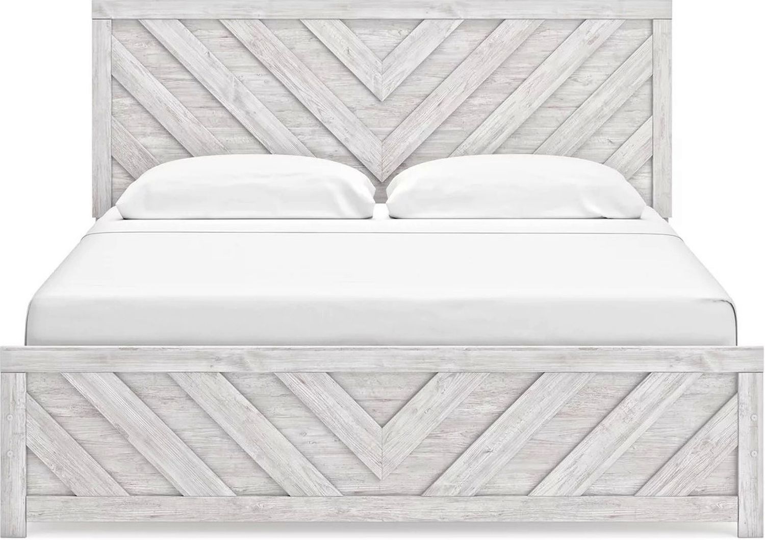 Cayboni King Panel Bed In Washed White B3788B7
