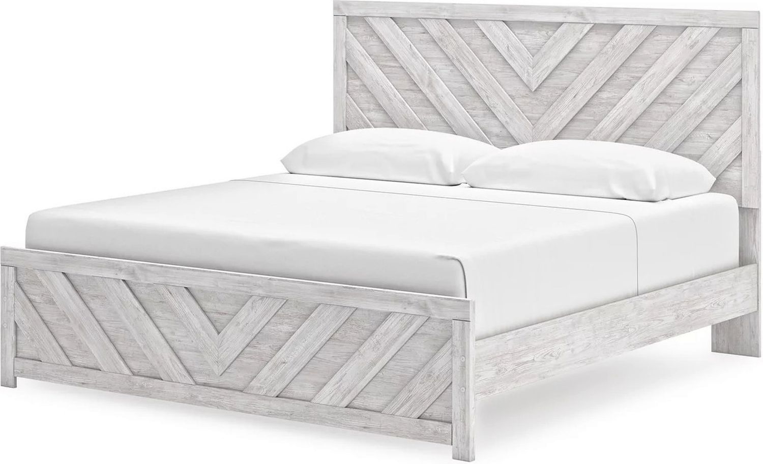 Cayboni King Panel Bed In Washed White B3788B7