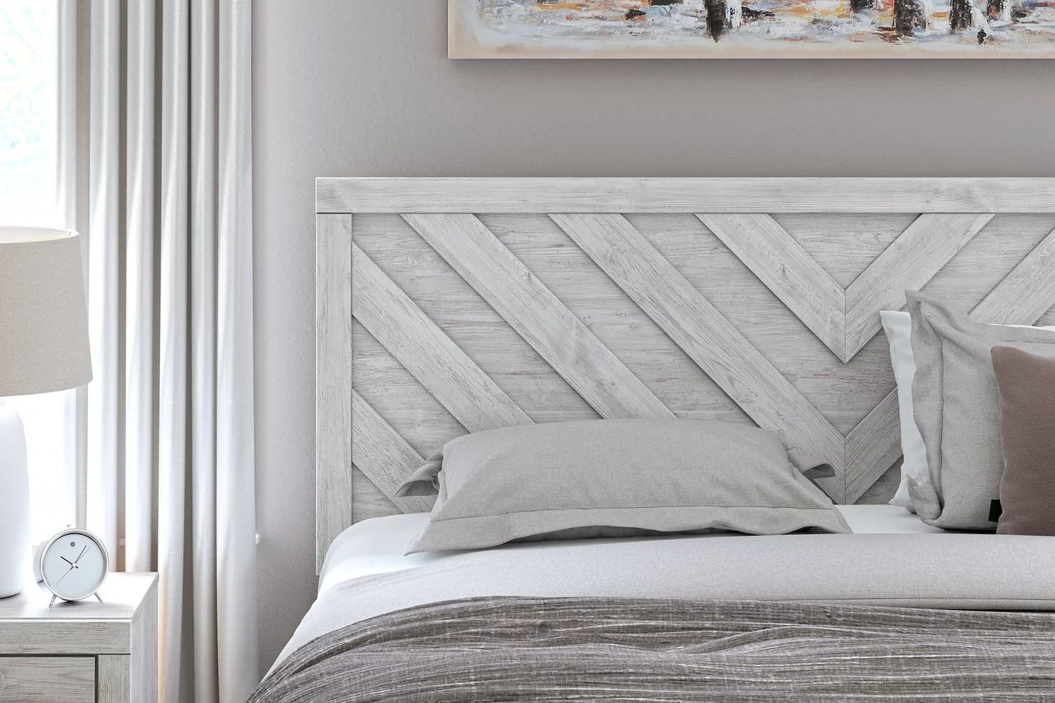Cayboni King Panel Bed In Washed White B3788B7