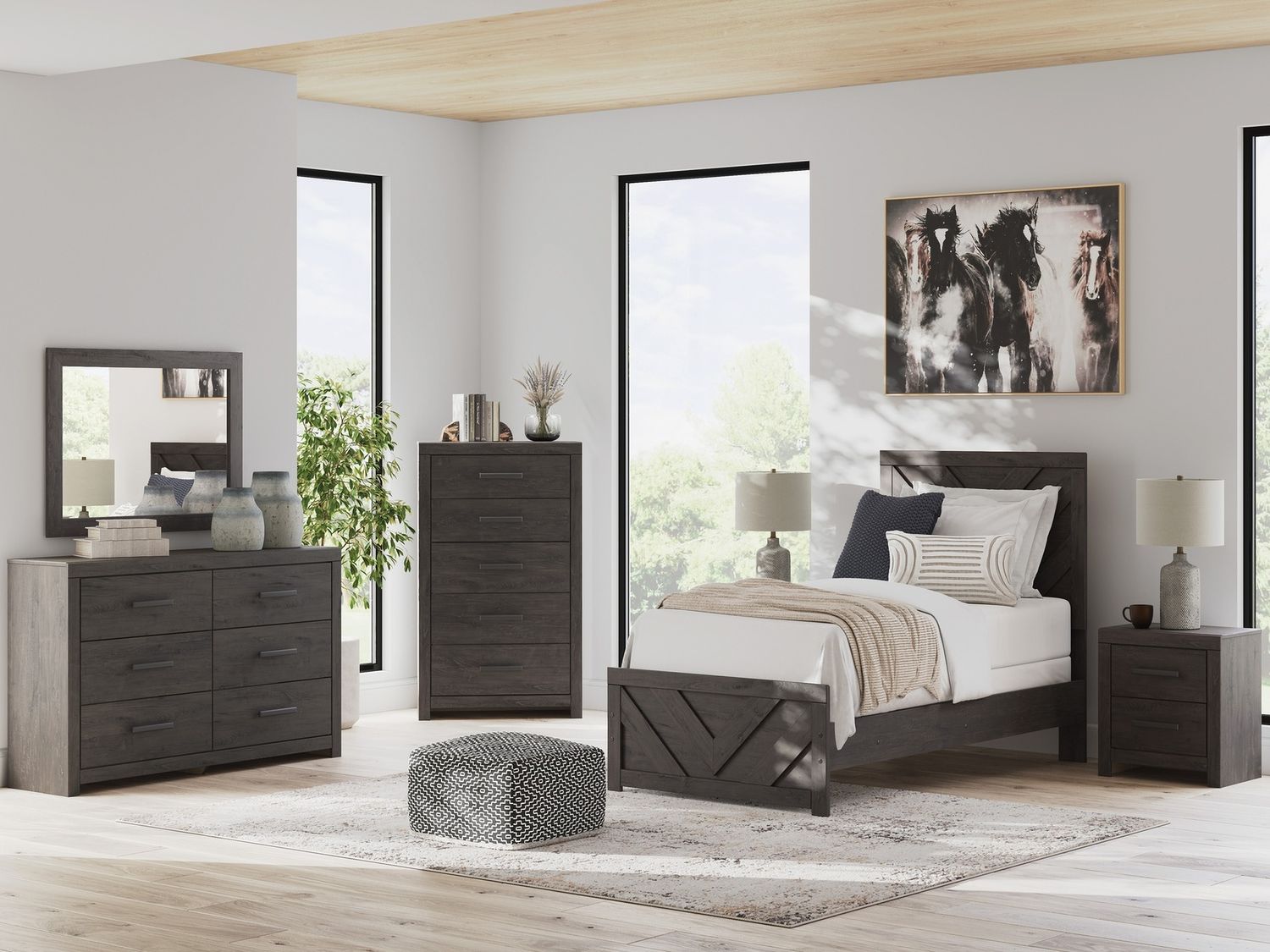 Prendonea Bedroom Mirror In Charcoal B378936