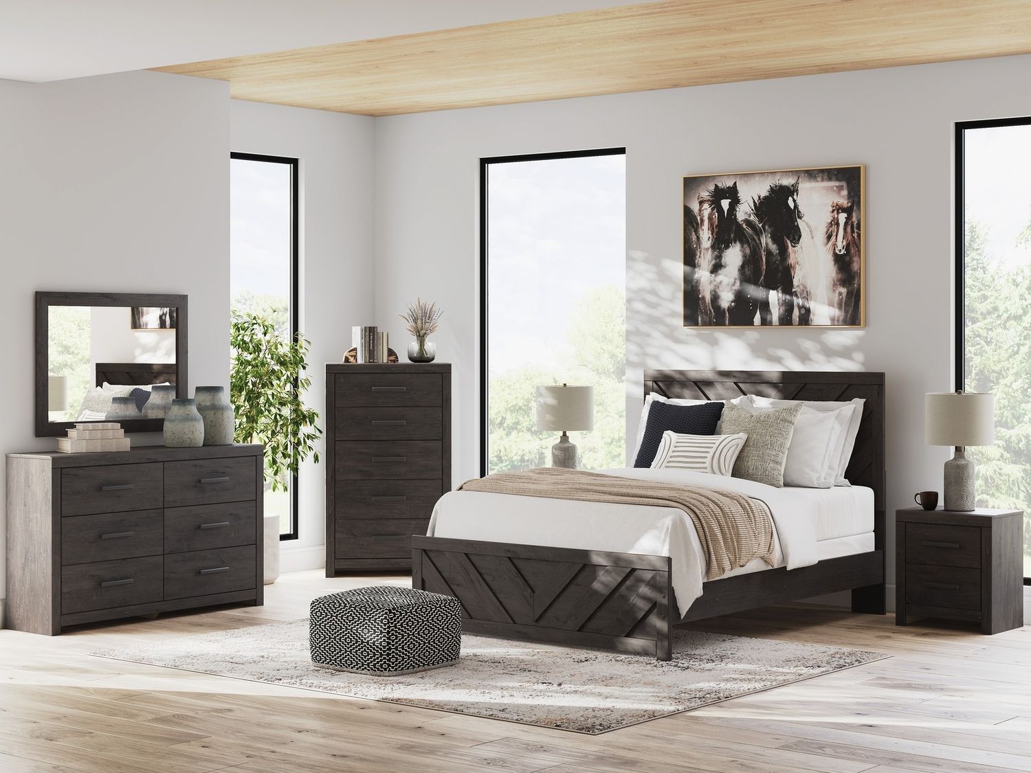 Prendonea Bedroom Mirror In Charcoal B378936