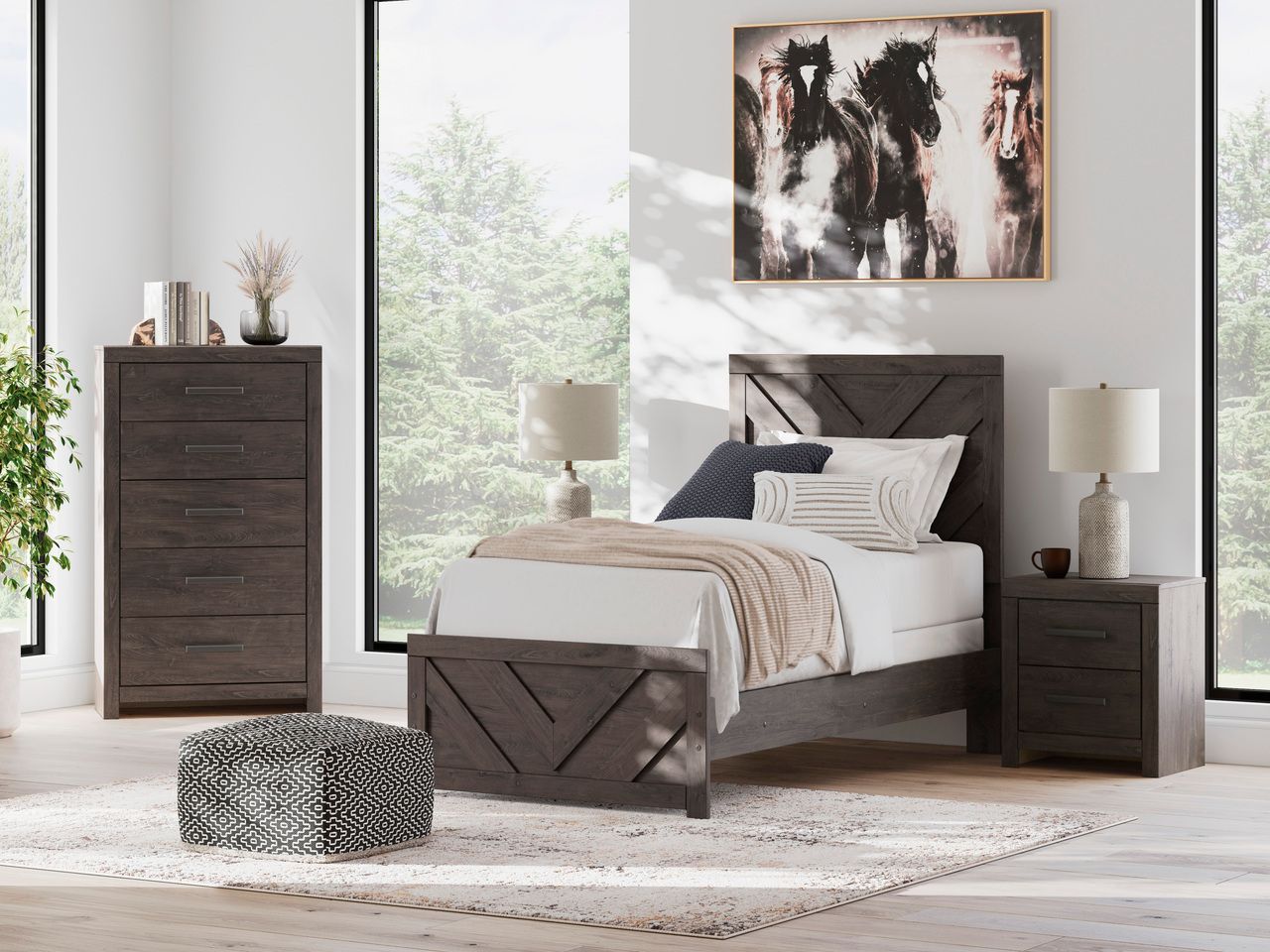 Prendonea Nightstand In Charcoal B378992