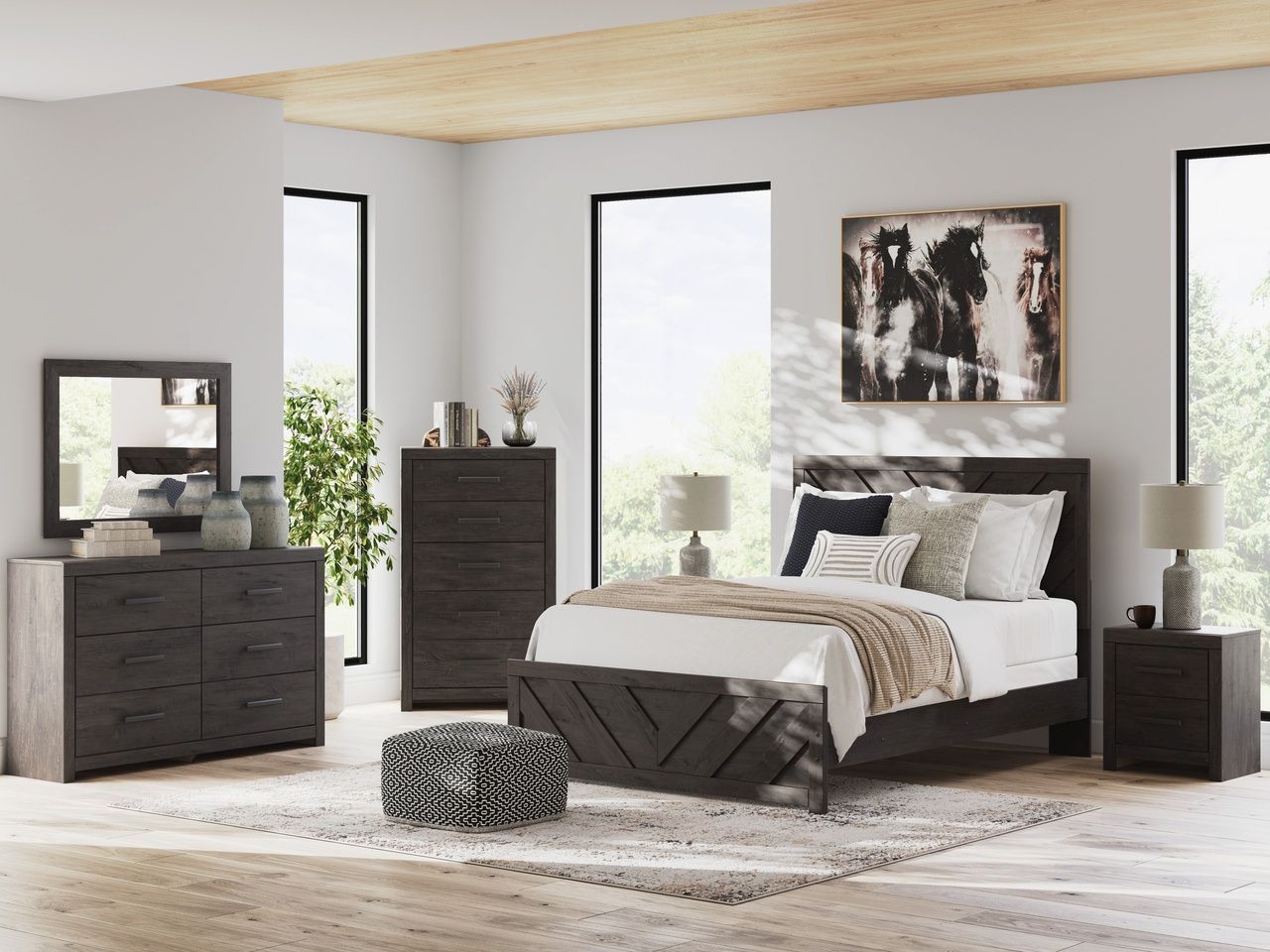 Prendonea Nightstand In Charcoal B378992