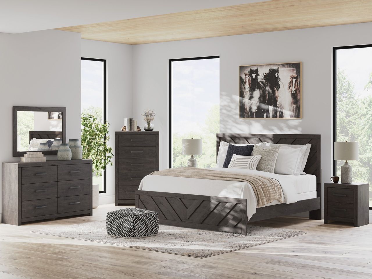 Prendonea Nightstand In Charcoal B378992