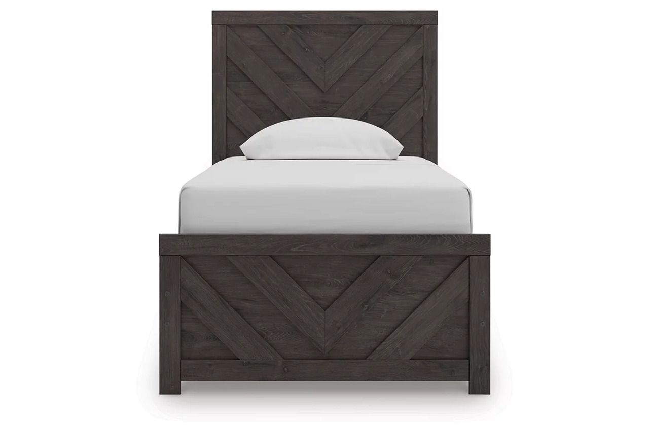 Prendonea Twin Panel Bed In Charcoal B3789B2