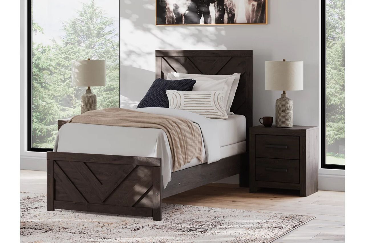 Prendonea Twin Panel Bed In Charcoal B3789B2