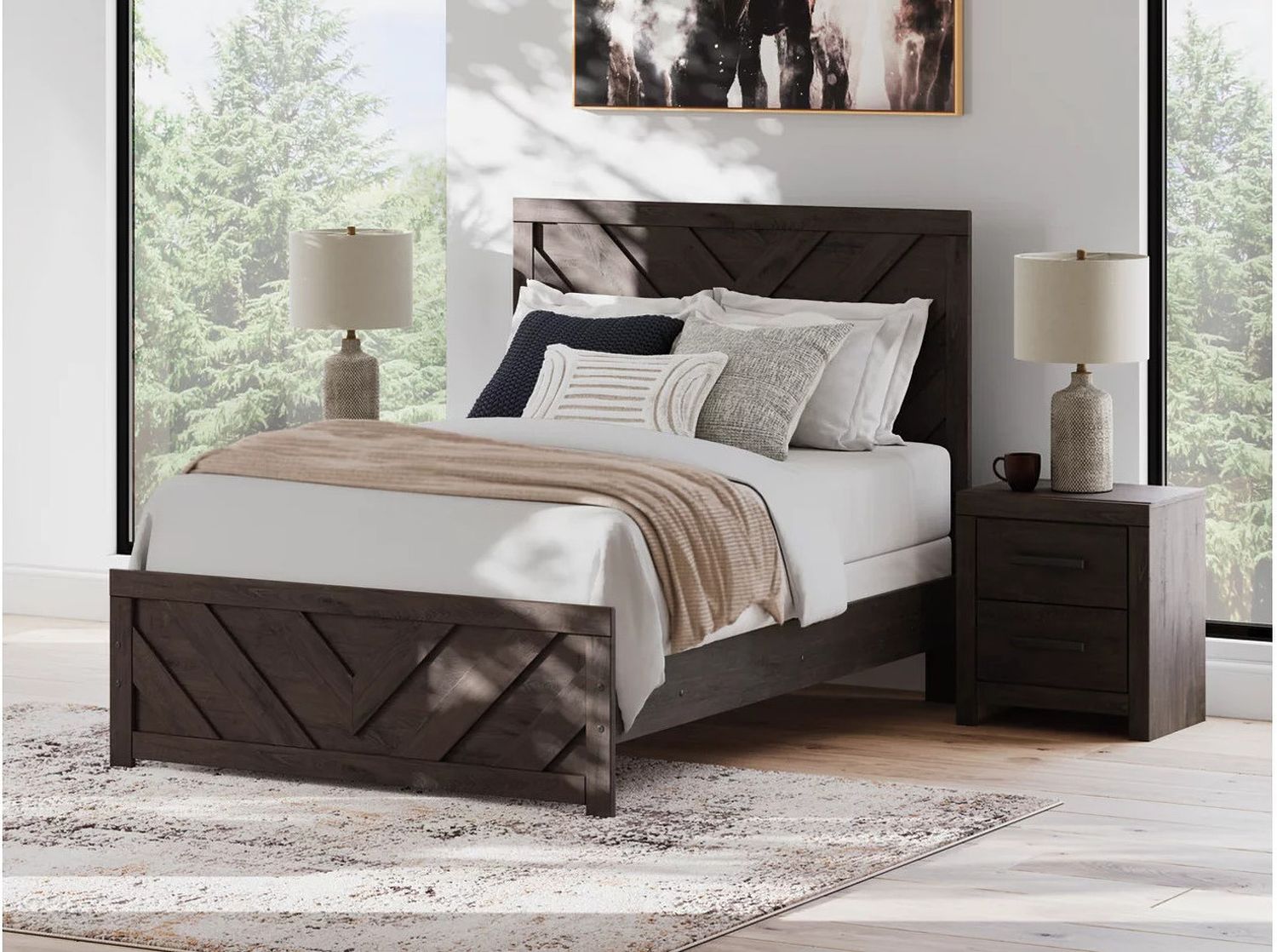 Prendonea Full Panel Bed In Charcoal B3789B3