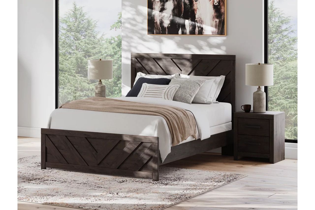 Prendonea Queen Panel Bed In Charcoal B3789B4