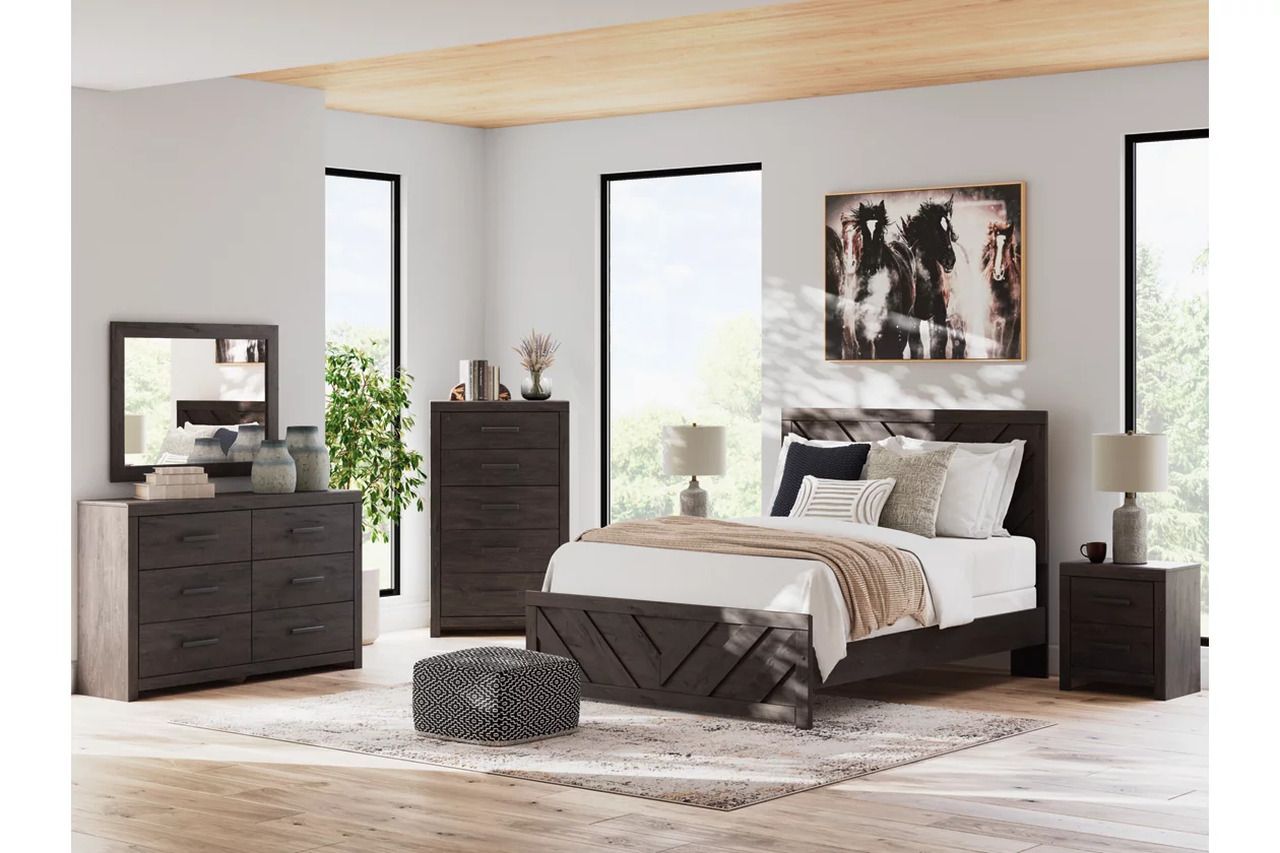 Prendonea Queen Panel Bed In Charcoal B3789B4