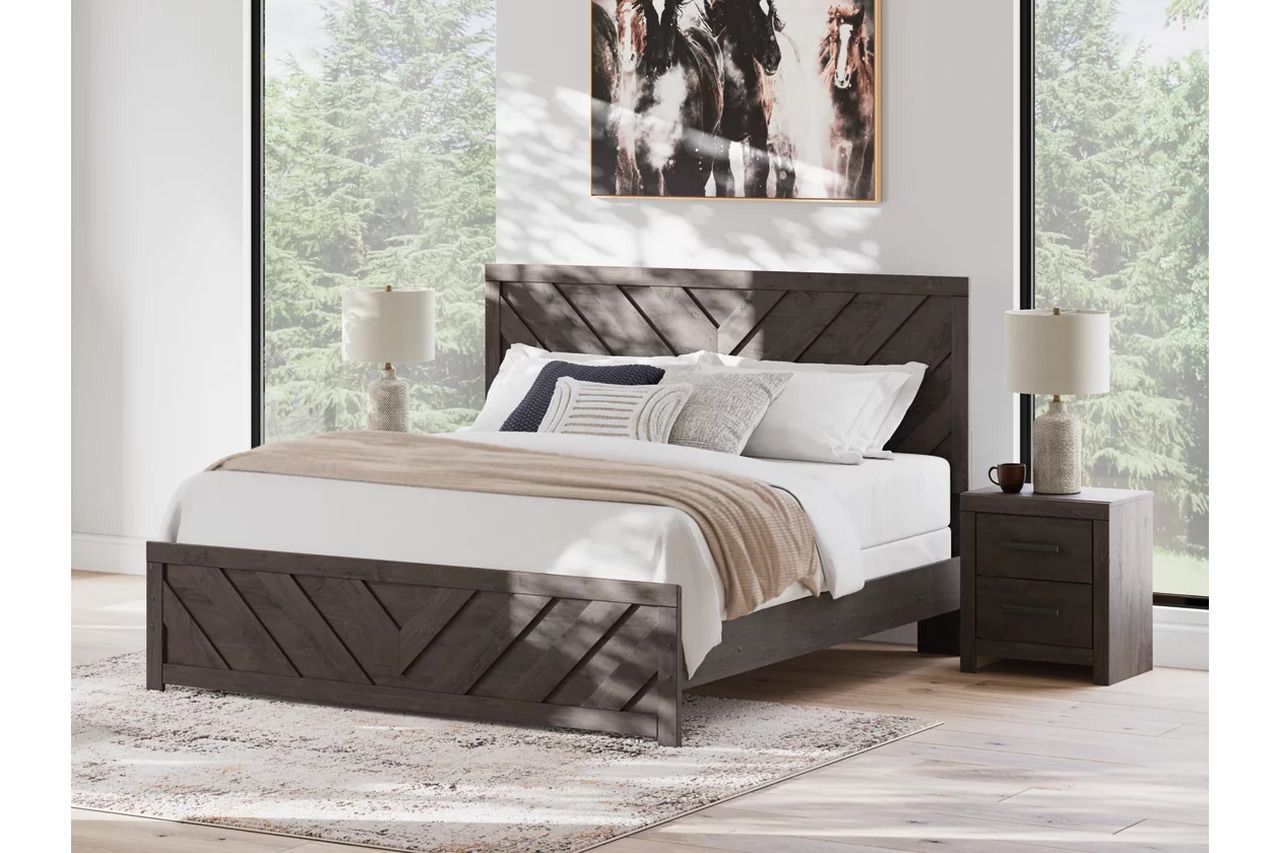 Prendonea King Panel Bed In Charcoal B3789B8