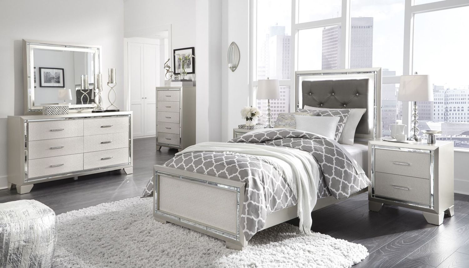 Lonnix Silver Bedroom Mirror B41026