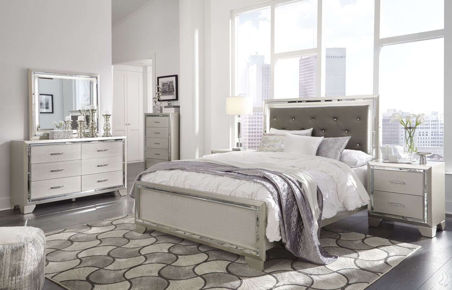 Lonnix Silver Bedroom Mirror B41026