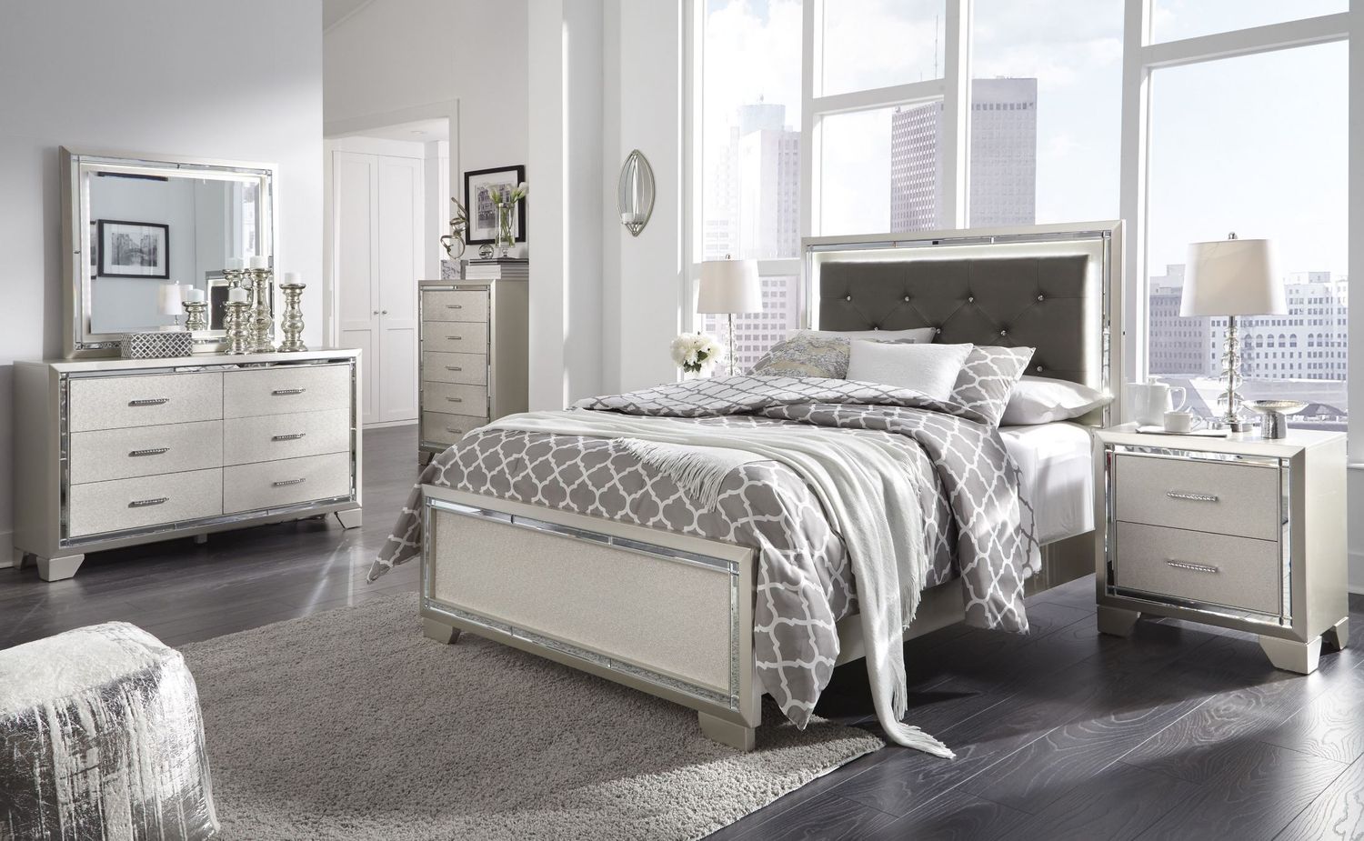 Lonnix Silver Bedroom Mirror B41026