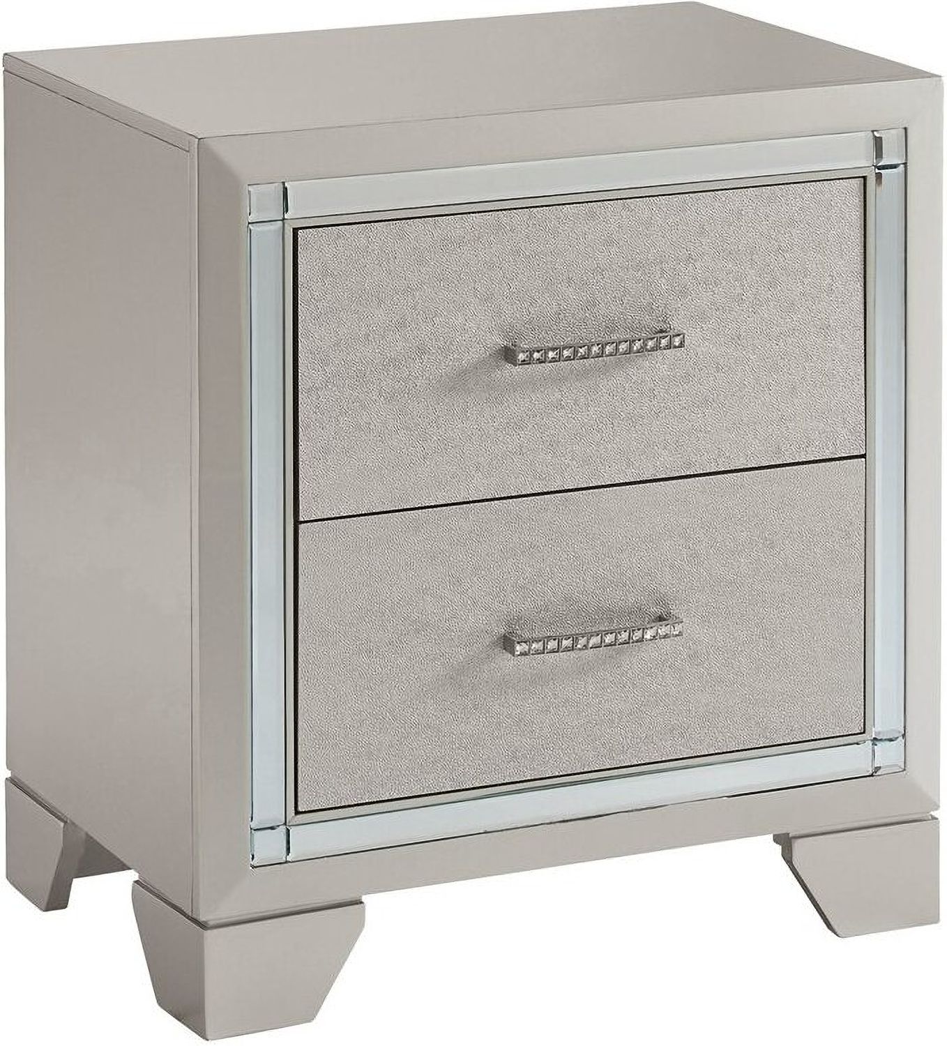 Lonnix Silver 2 Drawer Nightstand B41092