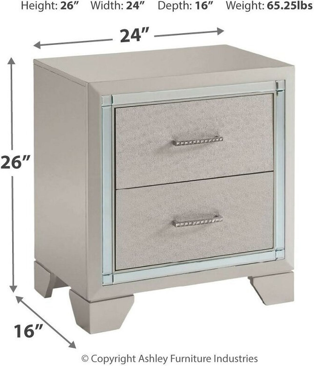 Lonnix Silver 2 Drawer Nightstand B41092
