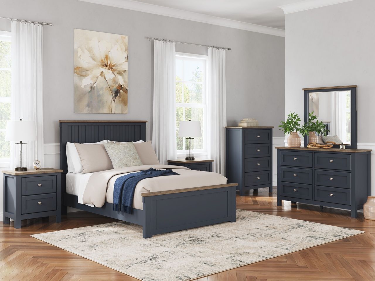 Landocken Bedroom Mirror In Brown/Blue B41426