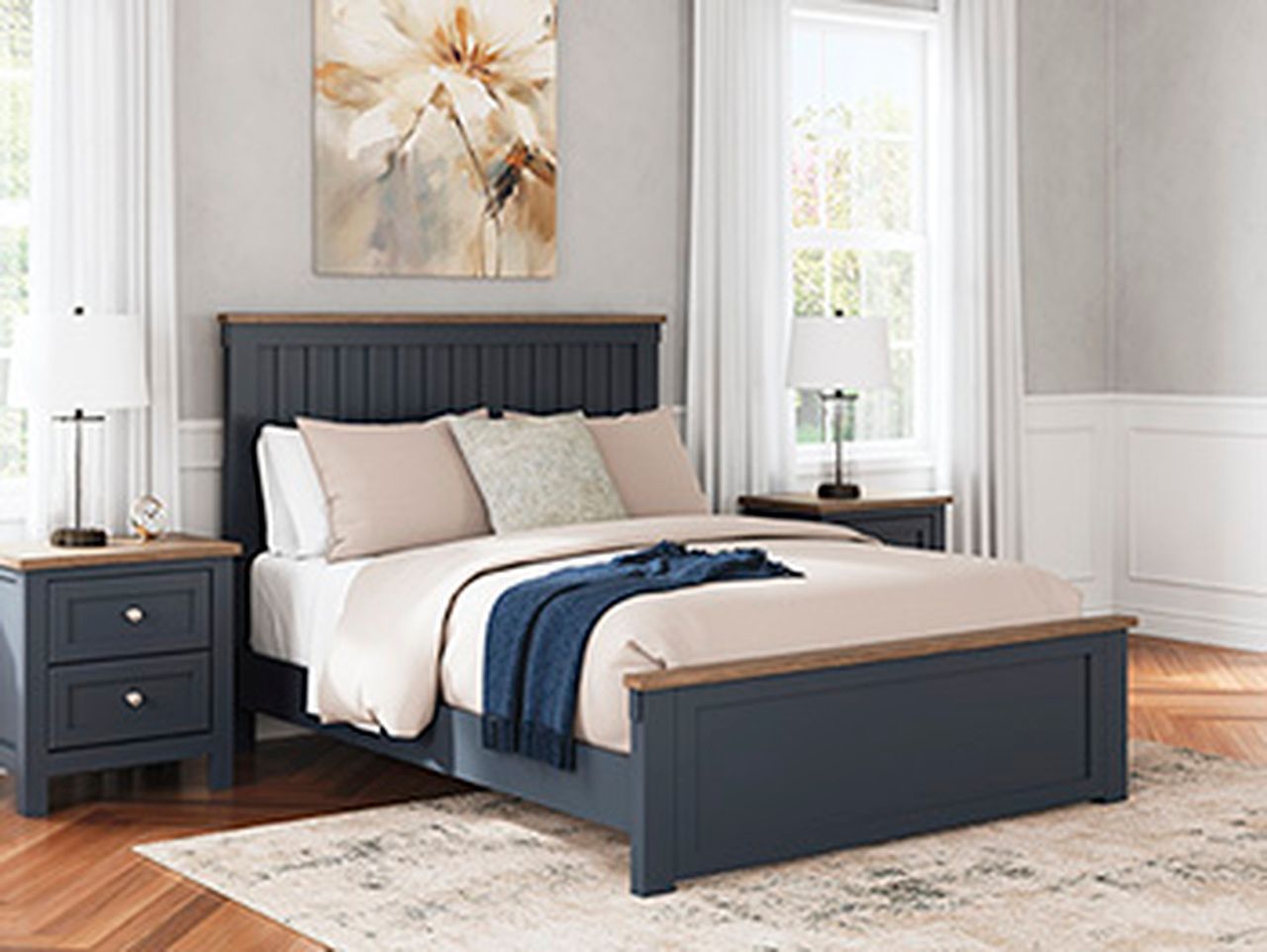Landocken Queen Panel Headboard In Brown and Blue B41457