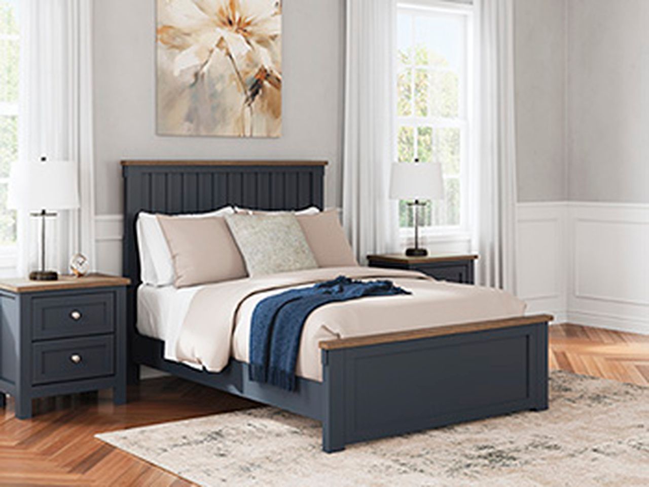 Landocken Full Panel Headboard In Brown and Blue B41487