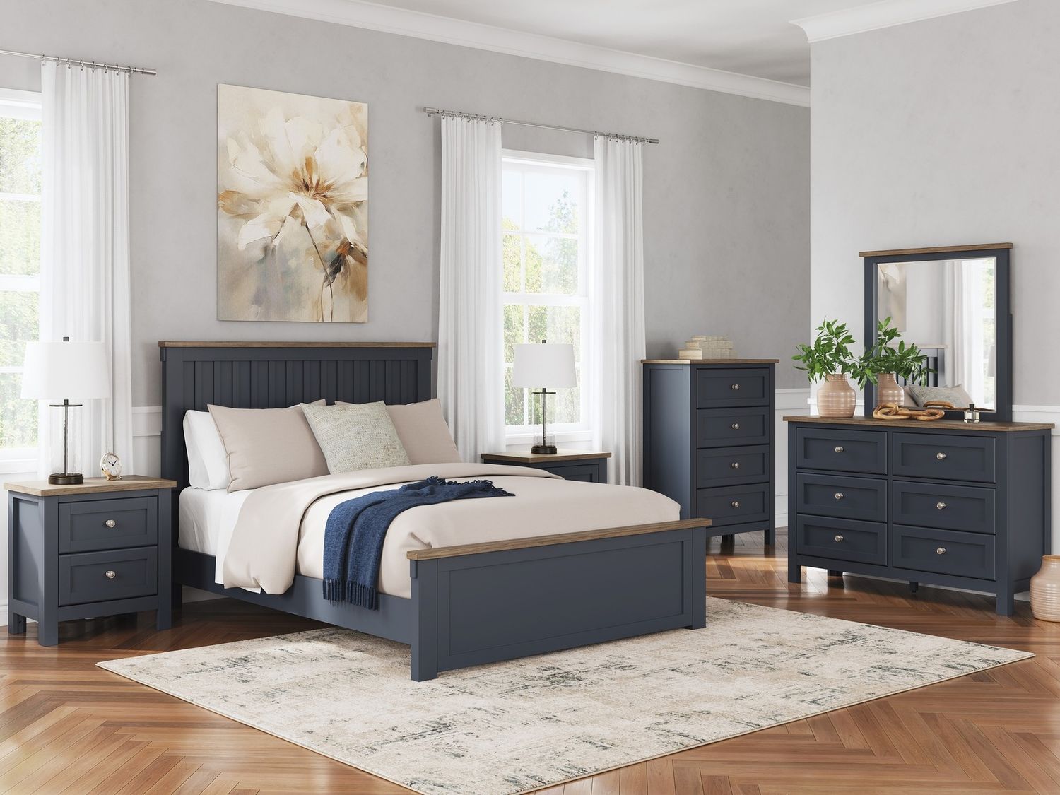 Landocken Nightstand In Brown/Blue B41492