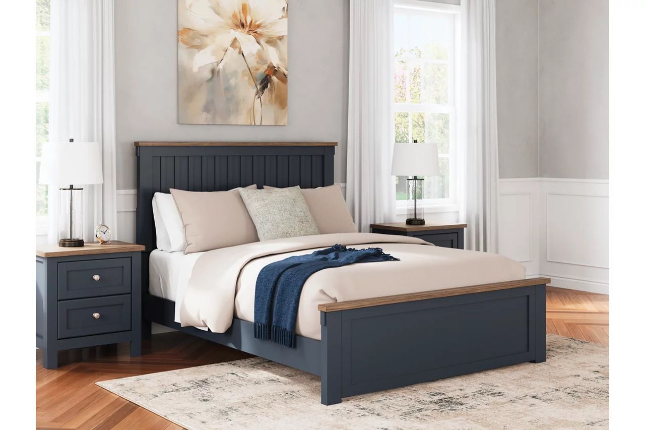 Landocken Queen Panel Bed In Brown/Blue B414B10