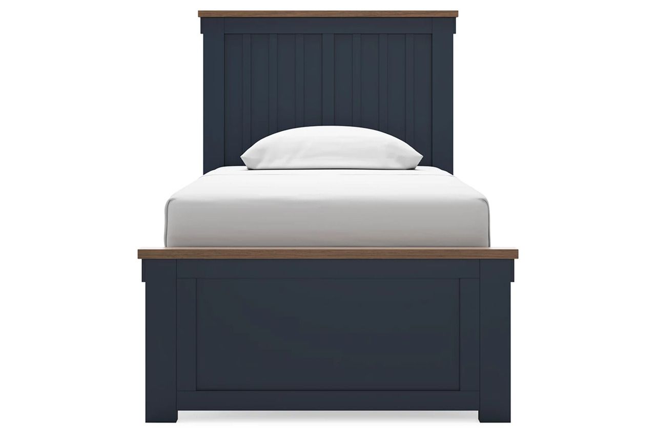 Landocken Twin Panel Bed In Brown/Blue B414B2
