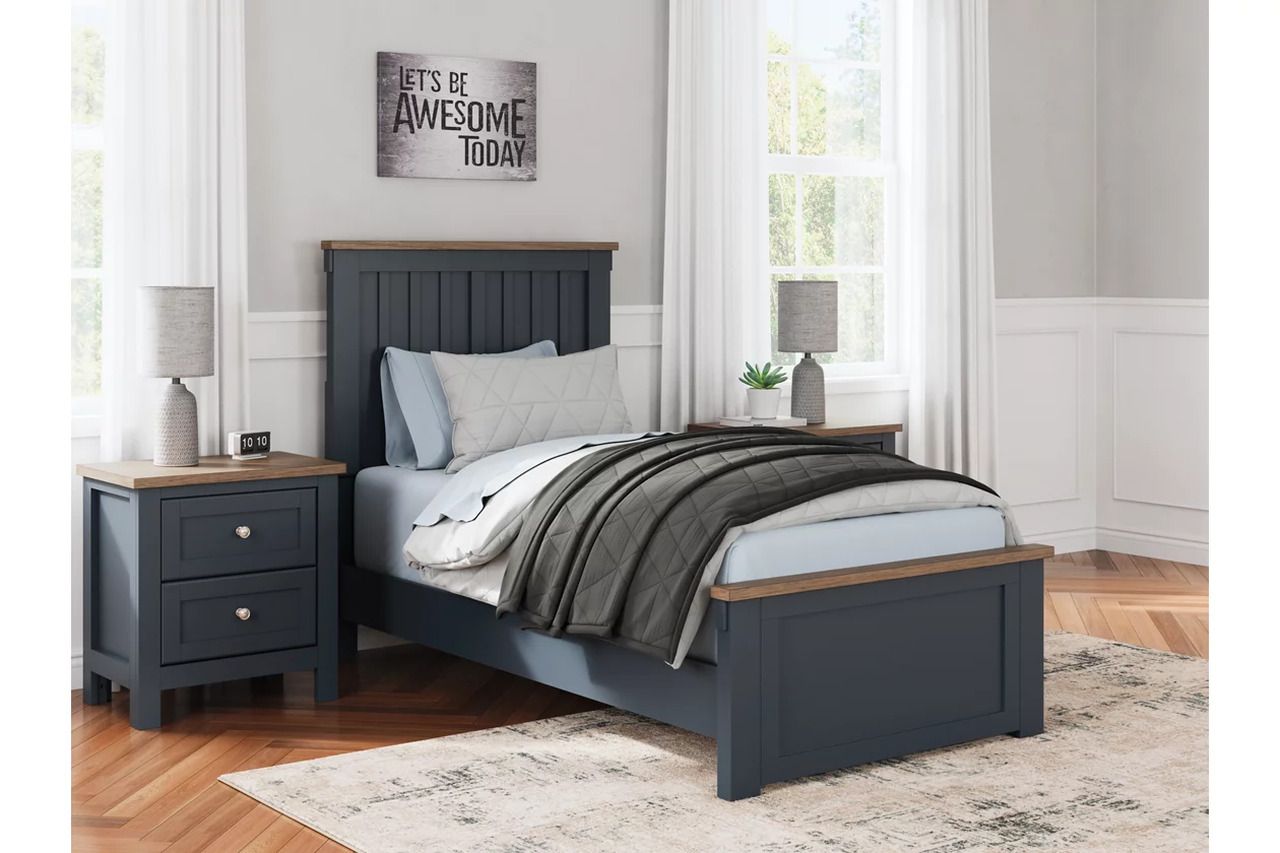 Landocken Twin Panel Bed In Brown/Blue B414B2