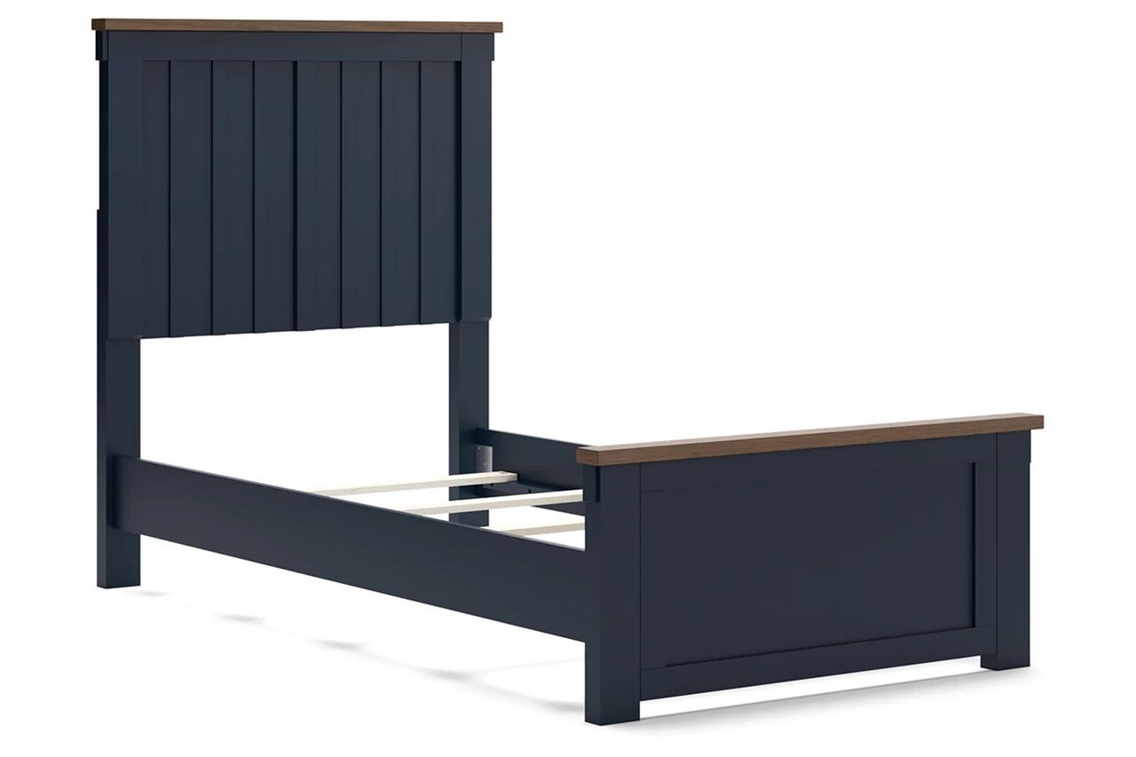 Landocken Twin Panel Bed In Brown/Blue B414B2