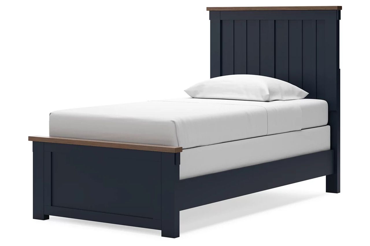 Landocken Twin Panel Bed In Brown/Blue B414B2