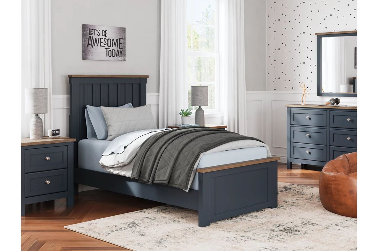 Landocken Twin Panel Bed In Brown/Blue B414B2