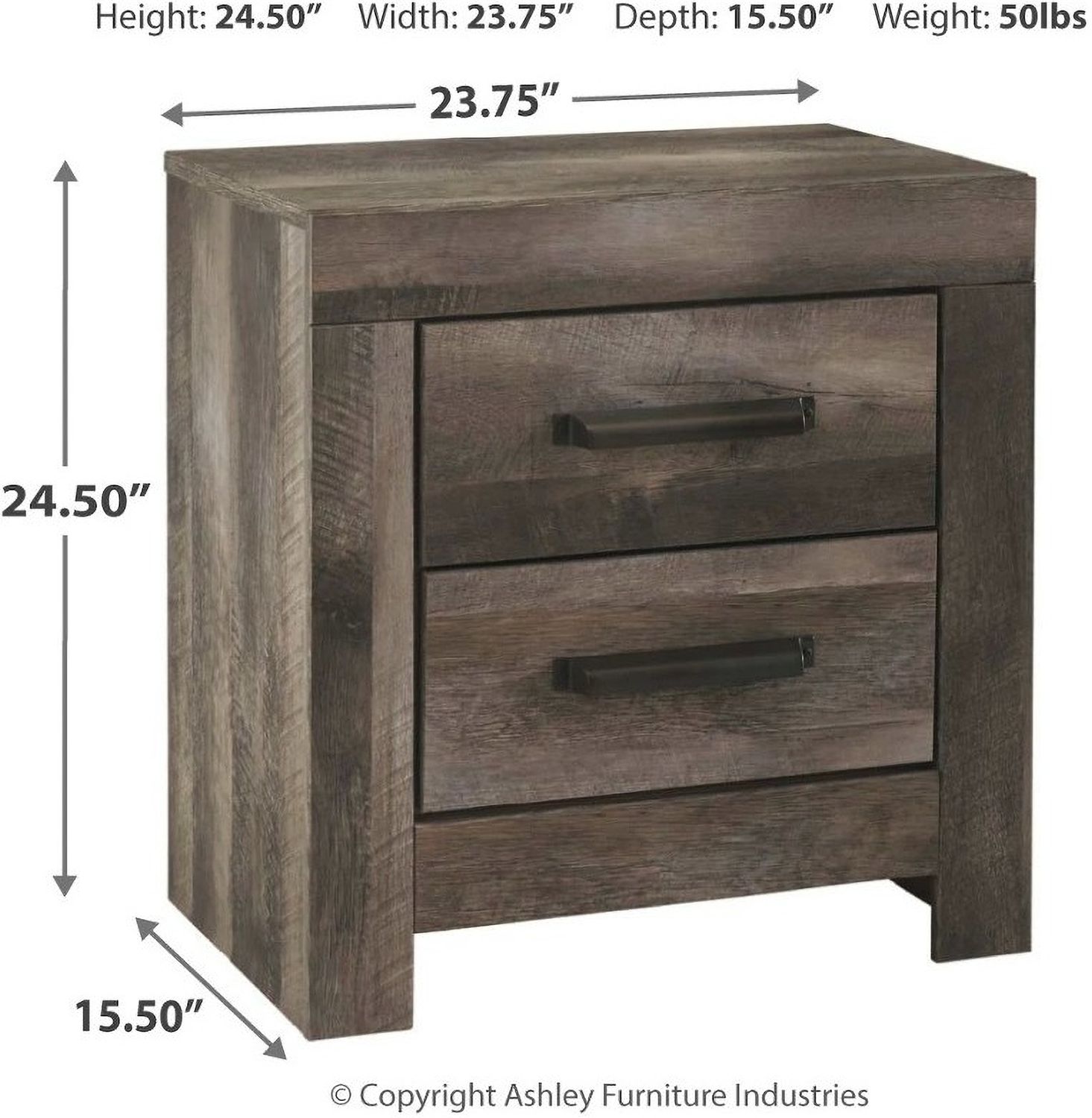Wynnlow Gray 2 Drawer Nightstand B44092