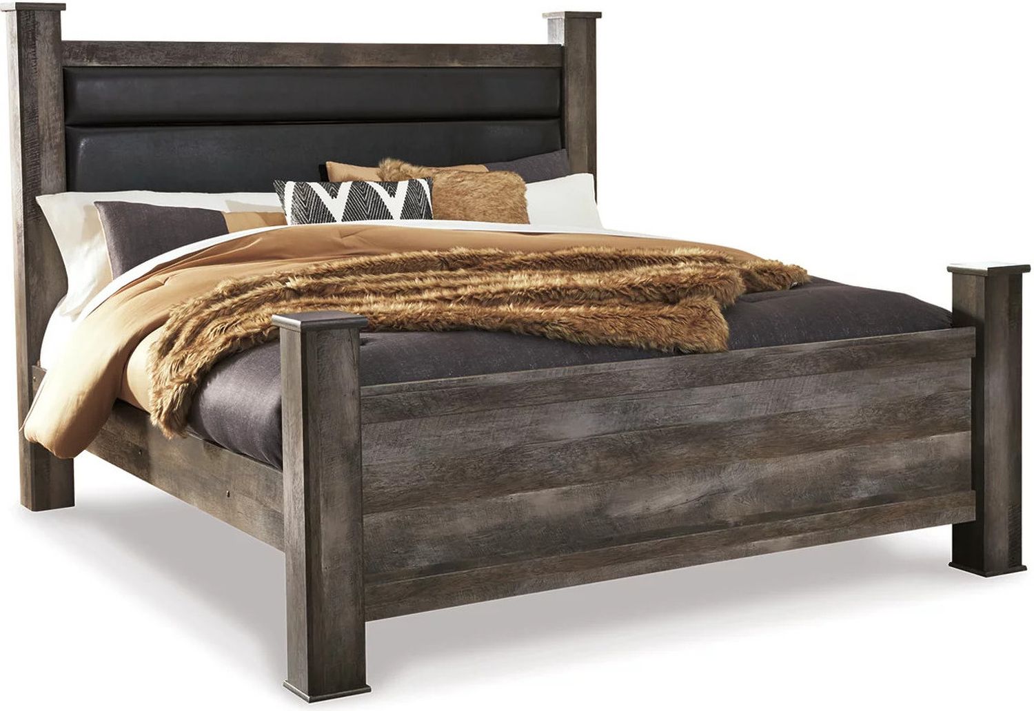 Wynnlow Gray King Upholstered Poster Bed B440B6