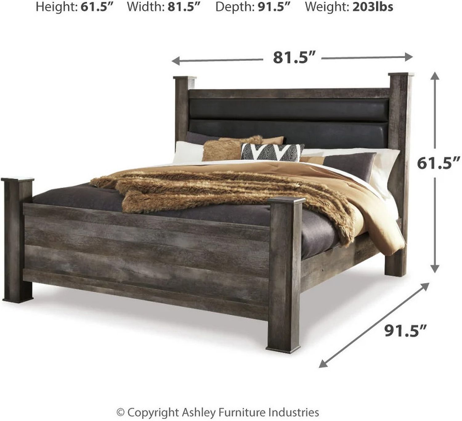 Wynnlow Gray King Upholstered Poster Bed B440B6