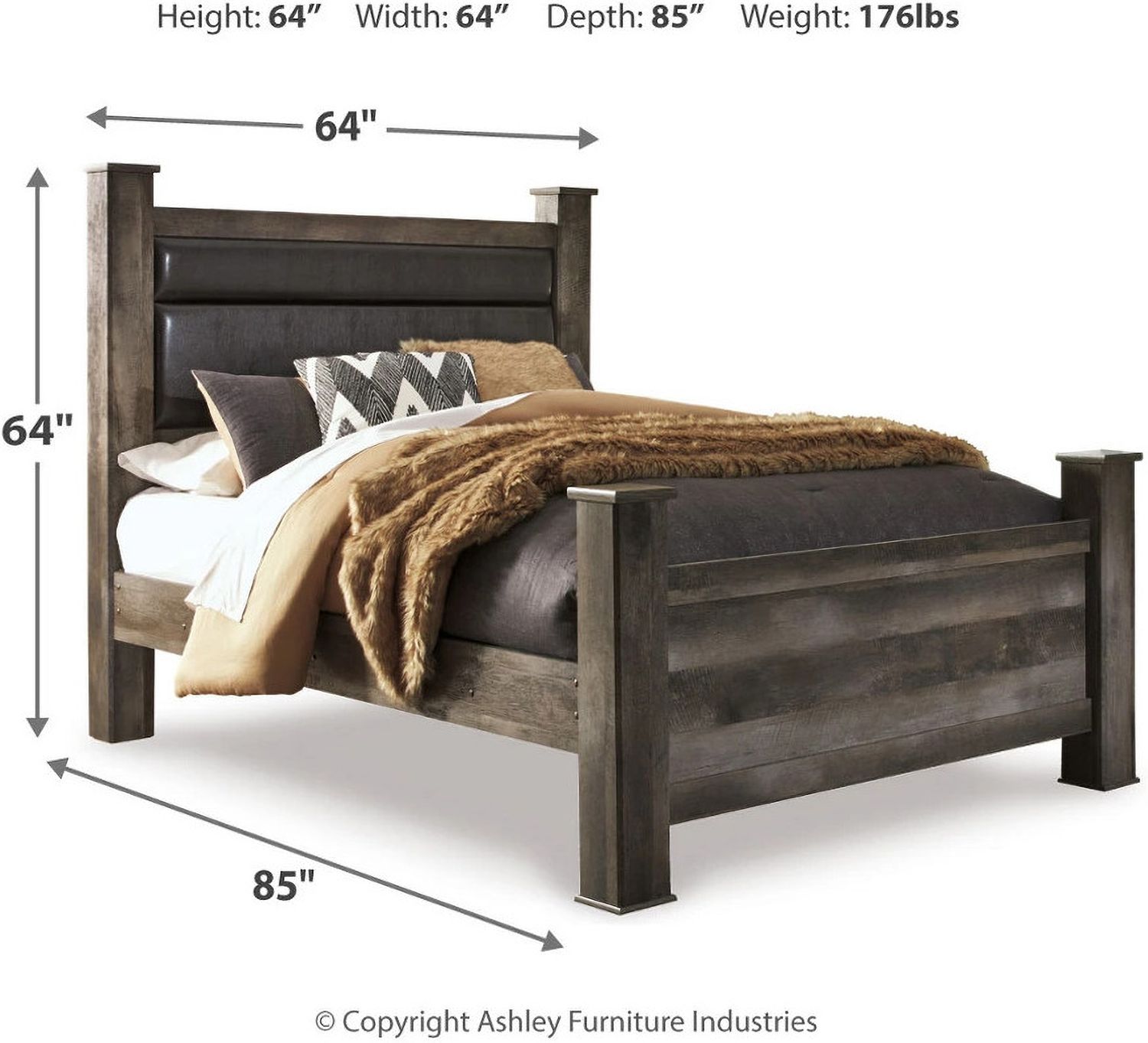 Wynnlow Queen Upholstered Poster Bed In Gray B440B7