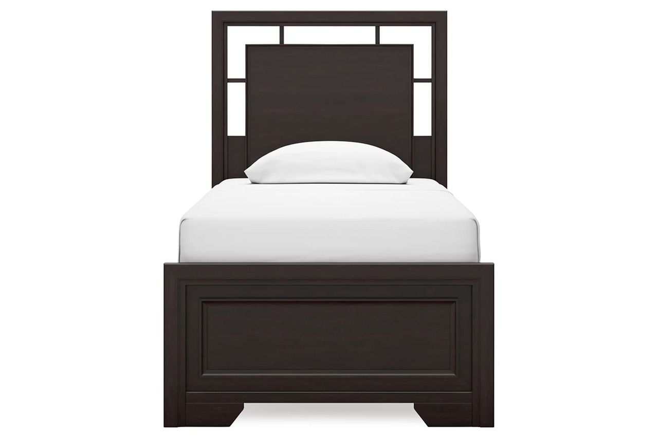 Covetown Twin Panel Bed In Dark Brown B441B2
