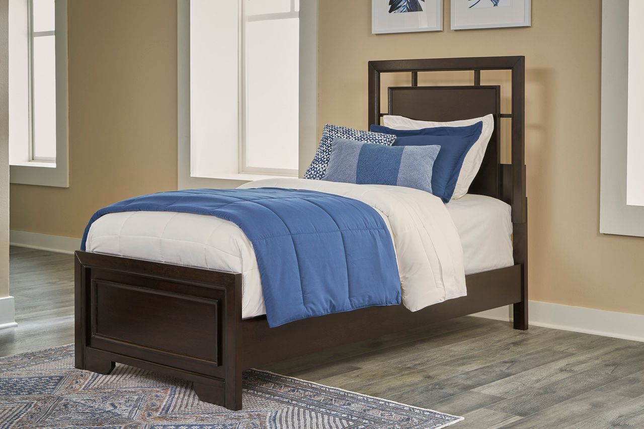 Covetown Twin Panel Bed In Dark Brown B441B2