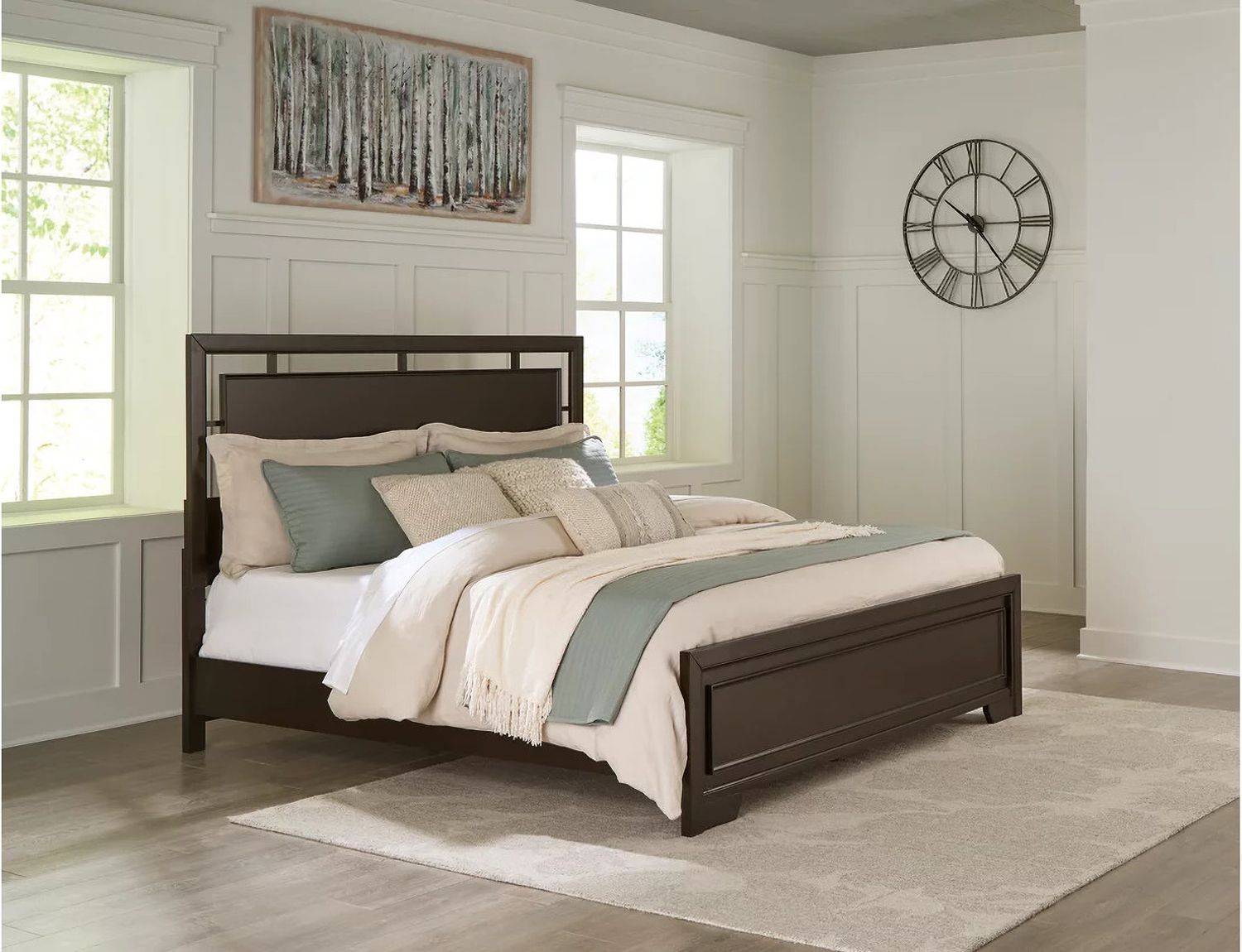Covetown Queen Panel Bed In Dark Brown B441B6