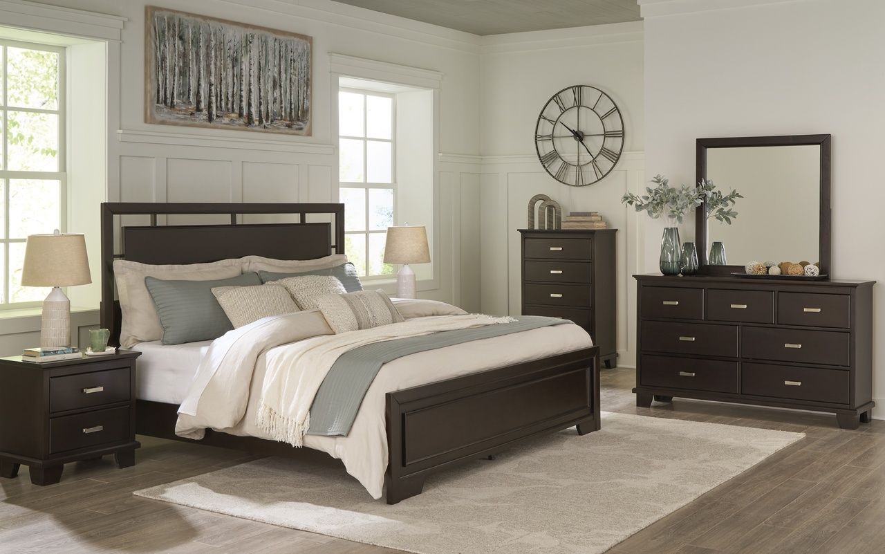 Covetown California King Panel Bed In Dark Brown B441B9