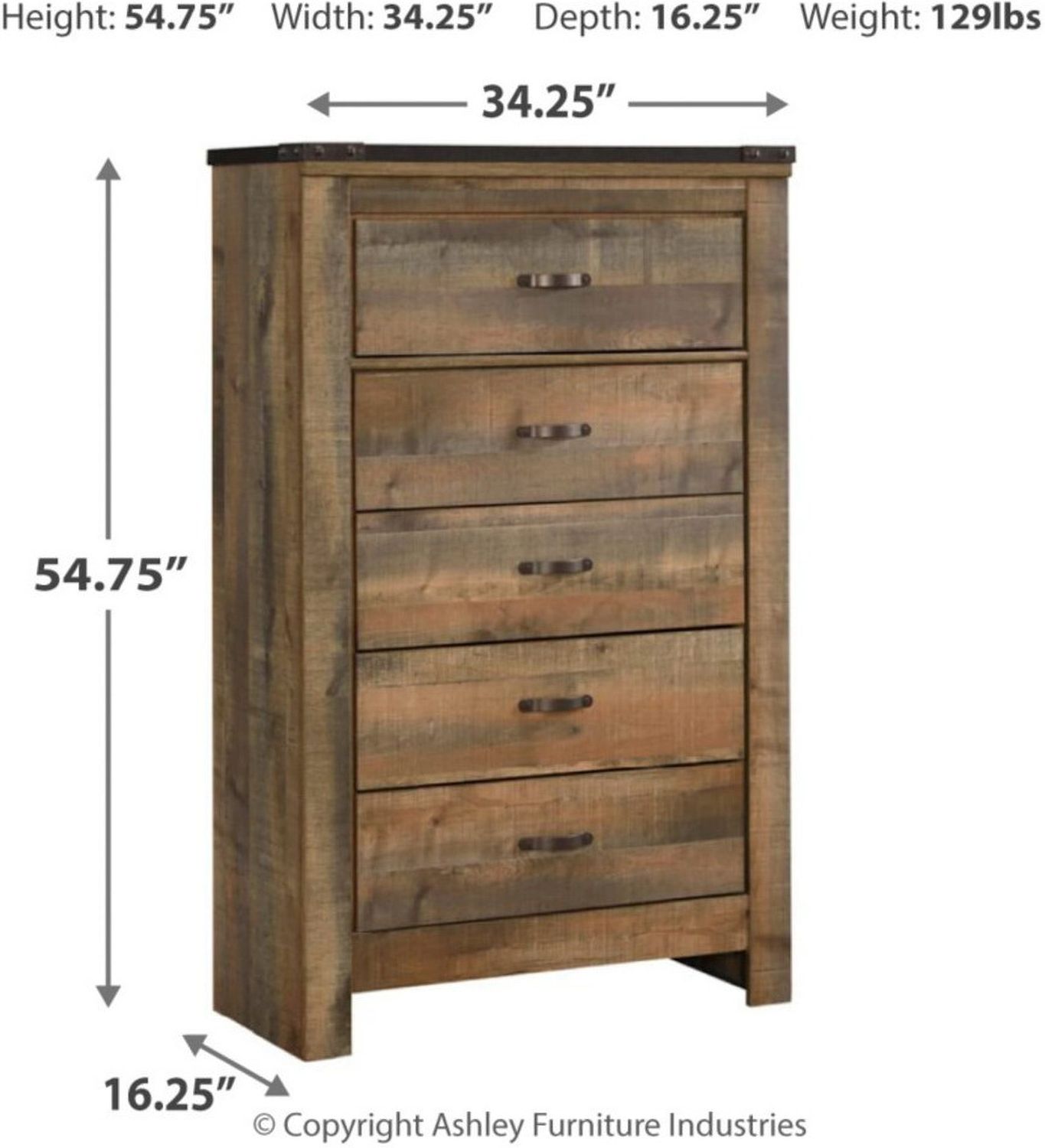 Trinell Brown Five Drawer Chest B44646