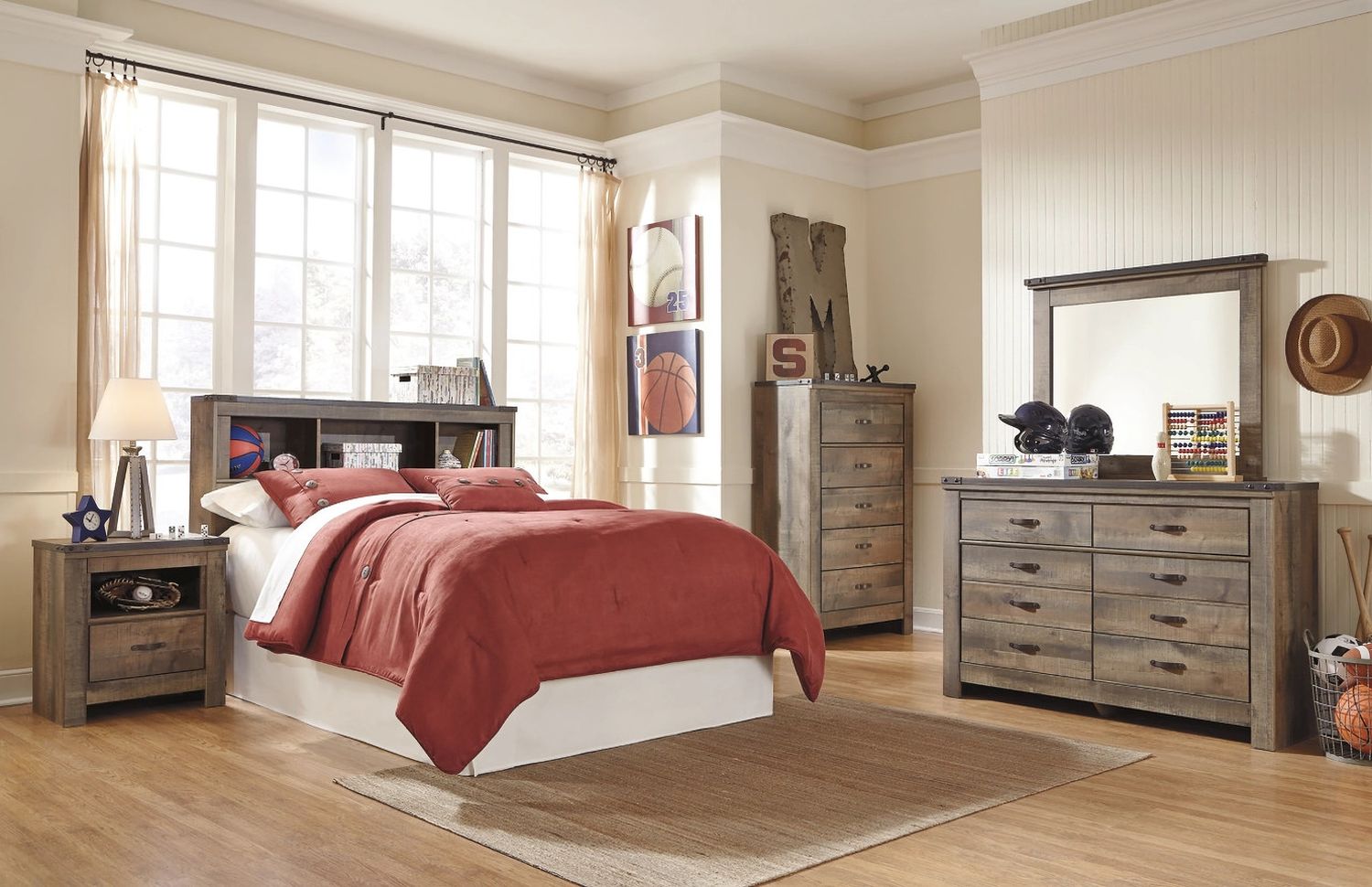 Trinell Brown Full Bookcase Headboard Only B44665