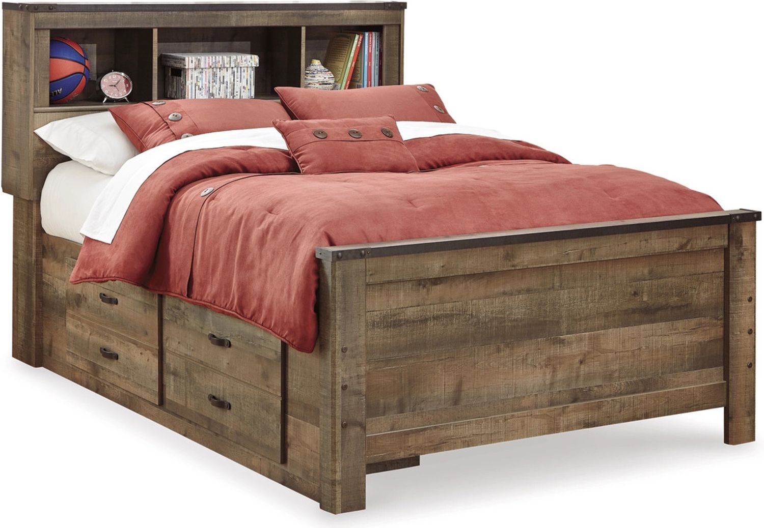 Trinell Brown Full Bookcase Storage Bed B446B16