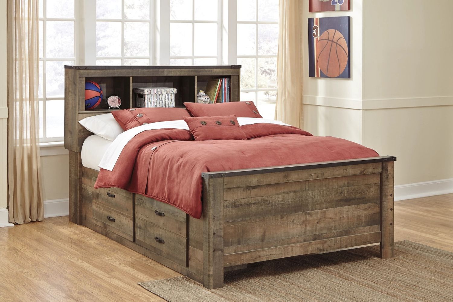 Trinell Brown Full Bookcase Storage Bed B446B16