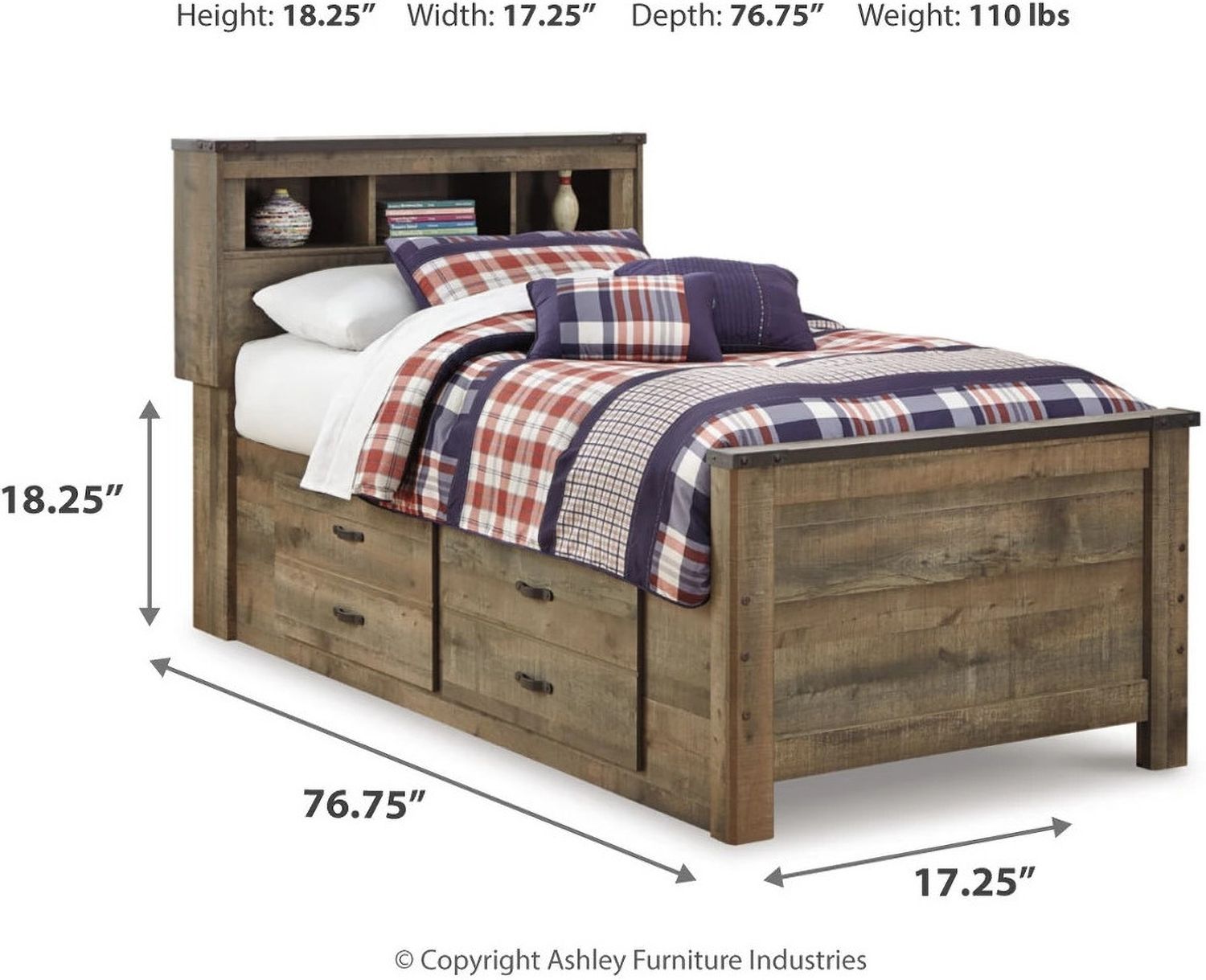 Trinell Brown Full Bookcase Storage Bed B446B16
