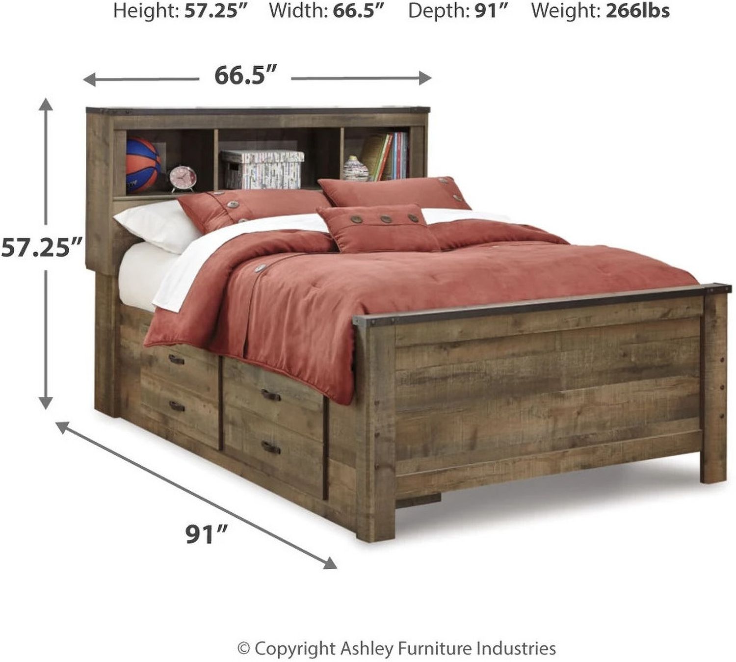 Trinell Brown Full Bookcase Storage Bed B446B16
