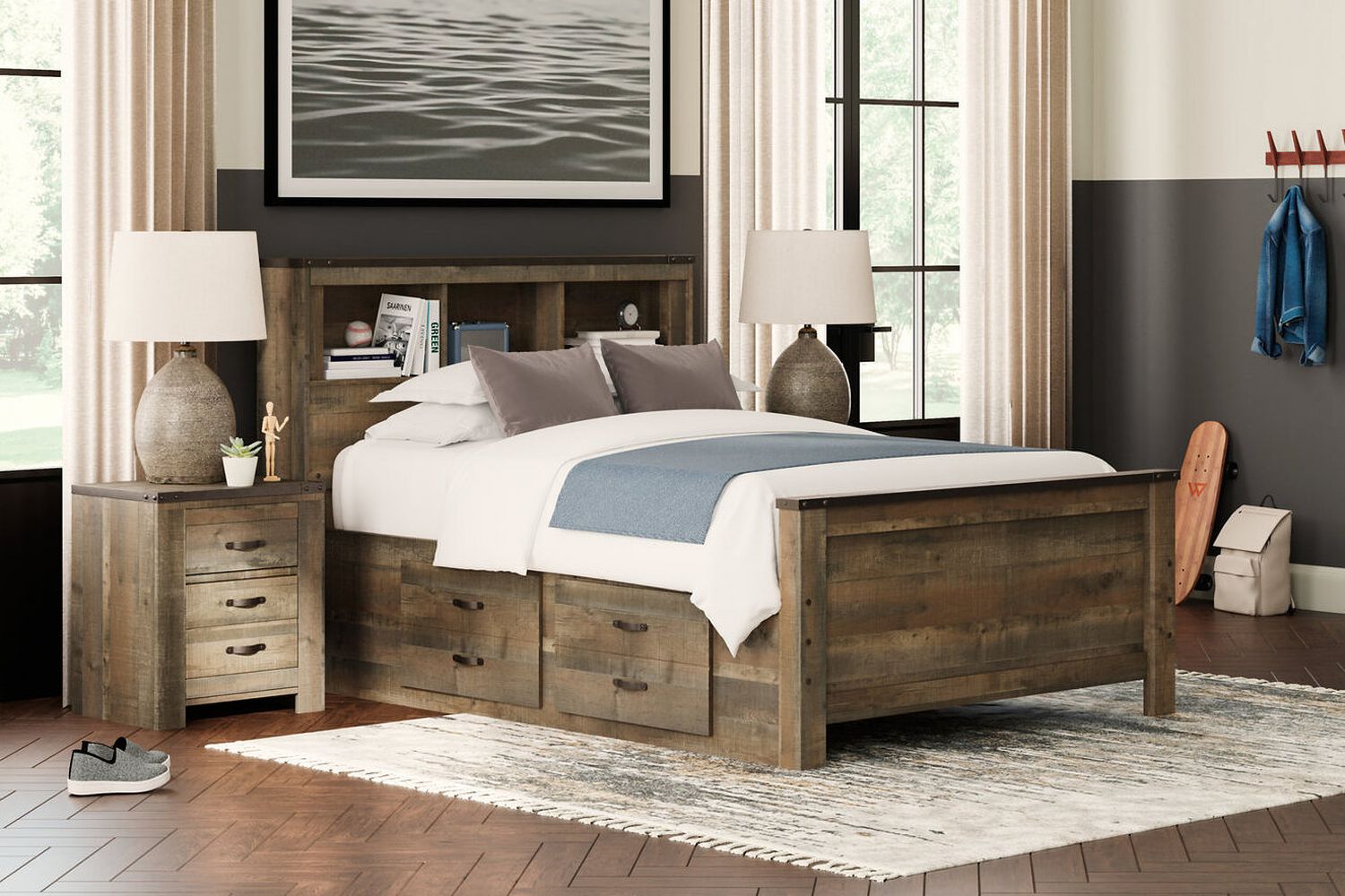 Trinell Brown Full Bookcase Storage Bed B446B16