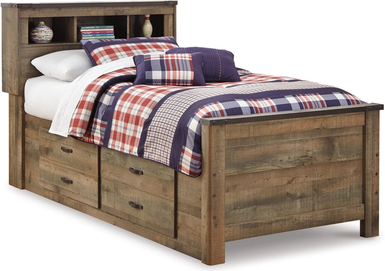 Trinell Brown Twin Bookcase Storage Bed B446B17