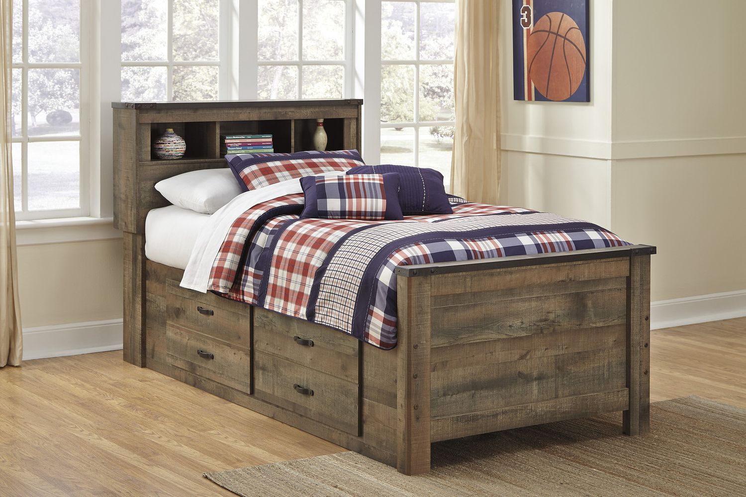Trinell Brown Twin Bookcase Storage Bed B446B17