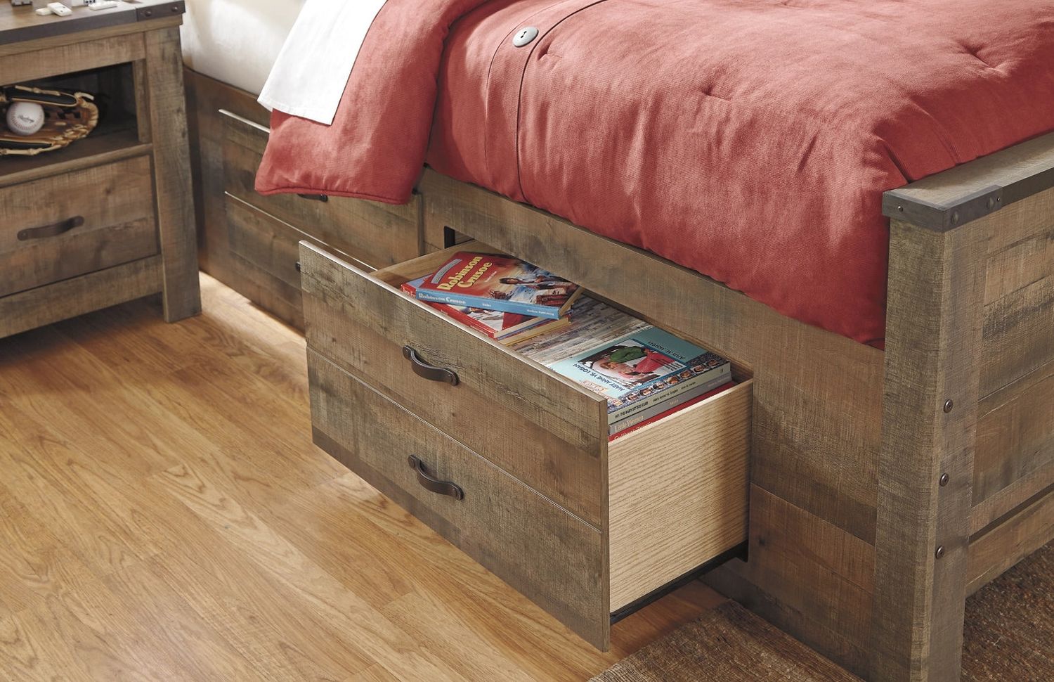 Trinell Brown Twin Bookcase Storage Bed B446B17