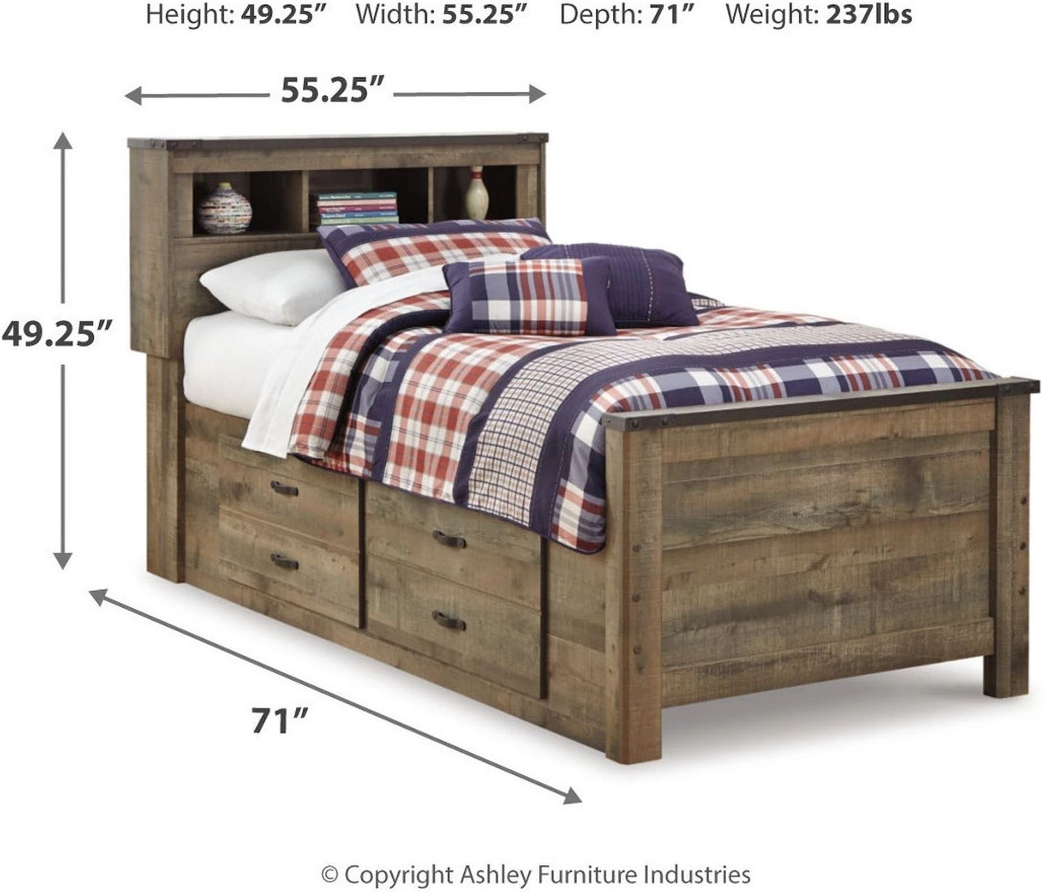 Trinell Brown Twin Bookcase Storage Bed B446B17
