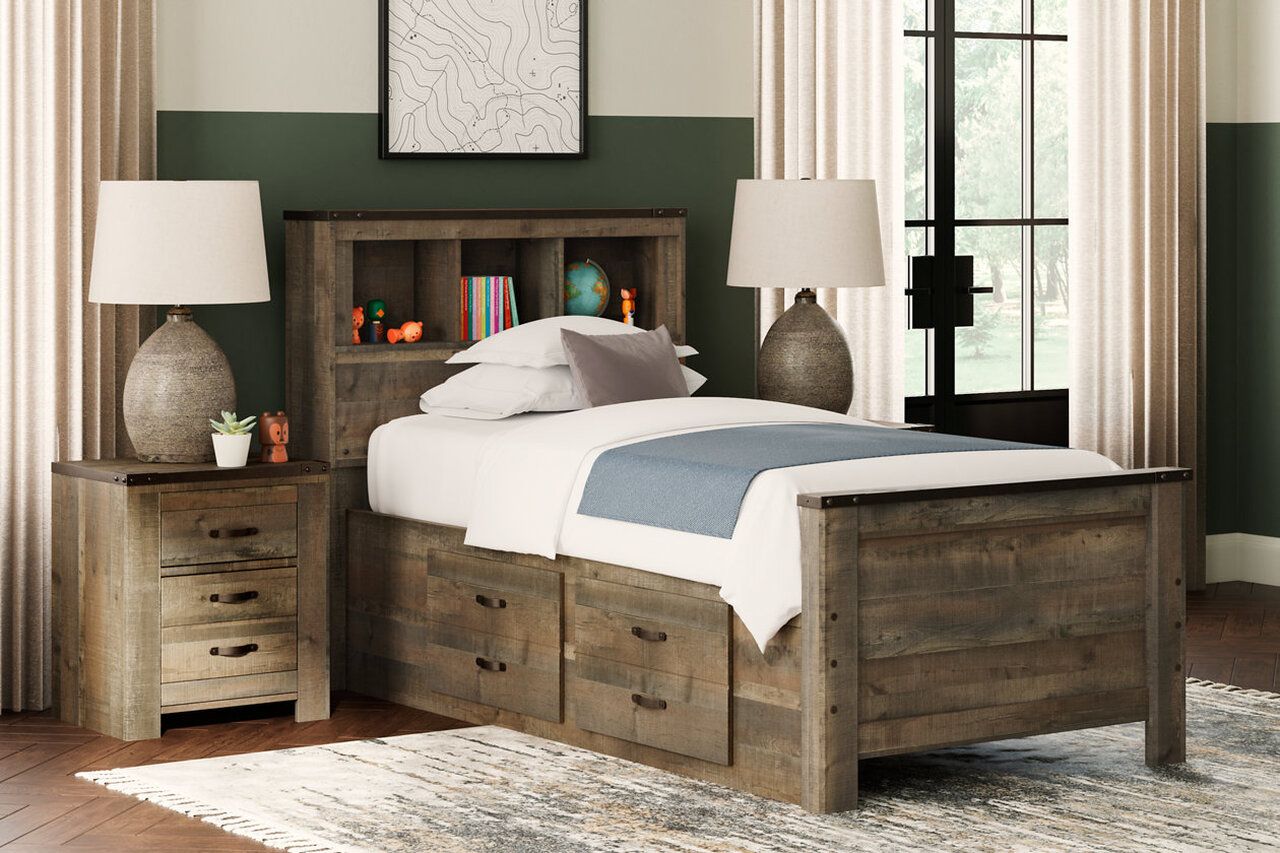 Trinell Brown Twin Bookcase Storage Bed B446B17